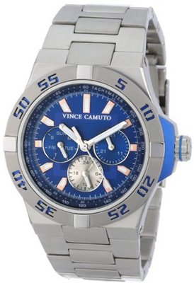 Vince Camuto VC/1009BLSV The Master Blue Aluminum Accented Multi-Function Silver-Tone Bracelet