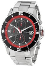 Vince Camuto VC/1017RED The Cavalier Black Chronograph Dial Red Accents Silver-Tone
