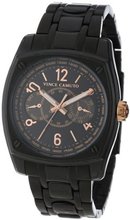 Vince Camuto VC/1018BKBK The Lieutenant Rose Gold-Tone Accented Multi-Function Black Ionic-Plated