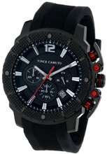 Vince Camuto VC/1019BKBK The Striker Red Accented Date Function Black Resin Strap Chronograph
