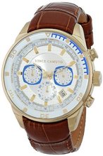 Vince Camuto VC/1043WTGP The Admiral Dress Chronograph Gold-Tone Brown Leather Strap