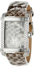 Vince Camuto VC/5009IVIV Leather Swarovski Crystal Accented Silver-Tone Grey Python Strap