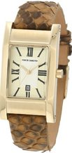 Vince Camuto VC/5022CHTN Leather Gold-Tone Date Function Tan Python Strap