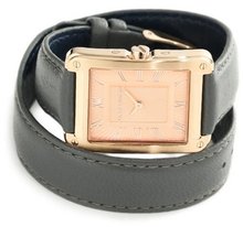 Vince Camuto VC/5032RGGY Leather Rectangle Rosegold-Tone Grey Double-Wrap Strap