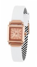 Vince Camuto VC/5064RGWT Rose Gold-Tone Square White Leather Strap