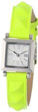 Vince Camuto VC/5069SVYL Silver-Tone Square Neon Yellow Pyramid Accented Leather Strap