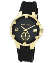 Vince Camuto VC/5078BKBK Gold-Tone Screw Accented Black Resin Strap
