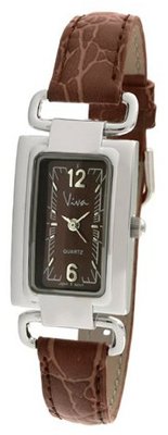 Viva Silver-Tone Brown Dial And Brown Hook Strap #V2791BR