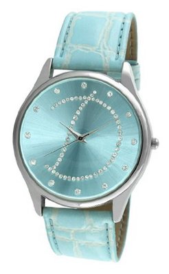 Viva Silver Tone Round Crystal Dial Initial "D" Blue Strap #V1650A-D
