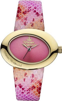 Vivienne Westwood Ellipse II Quartz with Pink Dial Analogue Display and Multicolour Leather Strap VV014PKPK