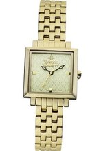 Vivienne Westwood Exhibitor Quartz with Beige Dial Analogue Display and Gold Stainless Steel Bracelet VV087GDGD