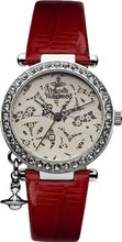 Vivienne Westwood Orb Quartz with Beige Dial Analogue Display and Red Leather Strap VV006SLRD