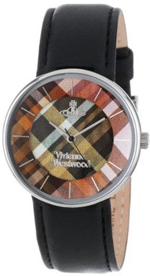 Vivienne Westwood VV020BK Tartan Swiss Quartz Black Leather Strap