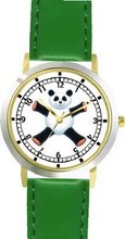 Giant Panda Bear Plush (Sad Face) - Bear - JP Animal - WATCHBUDDY® DELUXE TWO-TONE THEME WATCH - Arabic Numbers - Green Leather Strap-Size-Children's Size-Small ( Boy's Size & Girl's Size )