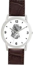 IRISH SETTER DOG (MS) - WATCHBUDDY® DELUXE SILVER TONE WATCH - Brown Strap - Large Size ( or Jumbo Size)