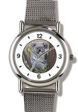 Koala Bear - WATCHBUDDY® ELITE Chrome-Plated Metal Alloy with Metal Mesh Strap-Size-Large ( Size or Jumbo Size )