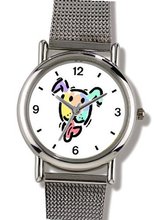 Multicolor Dog - WATCHBUDDY® ELITE Chrome-Plated Metal Alloy with Metal Mesh Strap-Size-Small ( Children's Size - Boy's Size & Girl's Size )