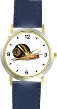 Snail No.1 Animal - WATCHBUDDY® DELUXE TWO-TONE THEME WATCH - Arabic Numbers - Blue Leather Strap-Size-Children's Size-Small ( Boy's Size & Girl's Size )