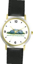 Weimaraner Dog Cartoon or Comic - JP Animal - WATCHBUDDY® DELUXE TWO-TONE THEME WATCH - Arabic Numbers - Black Leather Strap-Size- Size-Small
