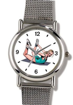 Woman Doing Bow Yoga Position - Physical Fitness-Exercise-Body Building - WATCHBUDDY® ELITE Chrome-Plated Metal Alloy with Metal Mesh Strap-Size-Small ( Children's Size - Boy's Size & Girl's Size )