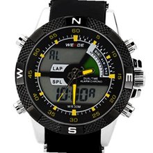 Heads Weide Yellow Hands Dual Mode Display Digital Casual Stainless Steel Sports Wrist