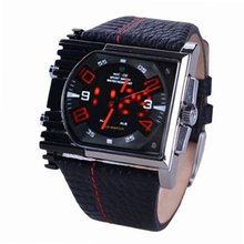 WEIDE Analog-digital Irregular Black Dial  with Big Red Hands & Numbers