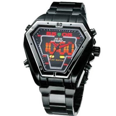 WEIDE Analog-digital Red Hands in Triangle Dial, Silver Bezel,  Wrist