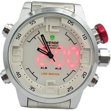 WEIDE Analog-digital White Case Silver Band  LED