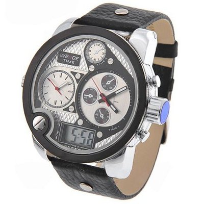 WEIDE Analog-digital White Round Case, Black Bezel,