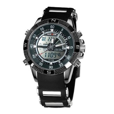 Weide Black Dual Time Display Alarm Sports Wrist WH1104-RBLK