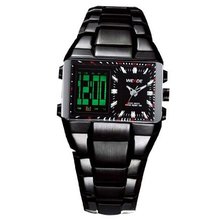 Weide Chrono Black Dial Stainless Steel Swiss Quartz