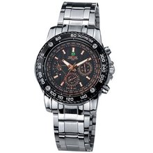 Weide Chrono Black Dial Stainless Steel Swiss Quartz