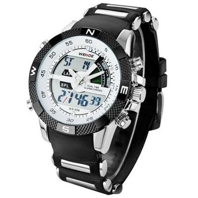 Weide Chrono Black Dial Stainless Steel Swiss Quartz