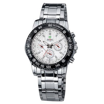 Weide Chrono White Dial Stainless Steel Swiss Quartz