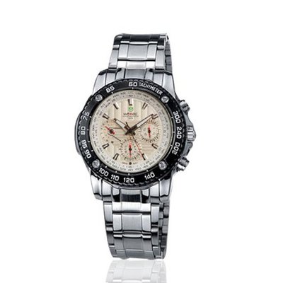 Weide Chronograph Ivory Dial Stainless Steel Swiss Quartz WH1006R