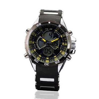 Weide Digital-Analogue Yellow Letters Chronograph Rubber Band Quartz WH1103-R