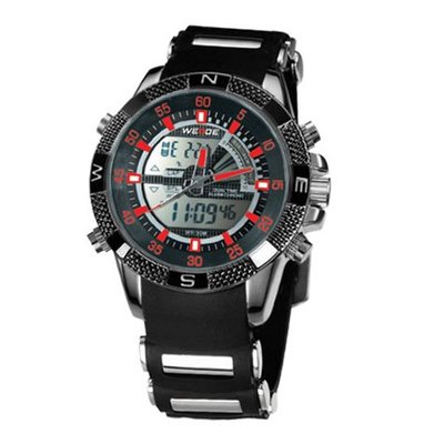 Weide Red Hands Dual Time Alarm Sports Wrist WH1104-RR