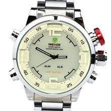Weide White Dial Dual Time Display Wrist WH2309W