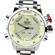 Weide White Dial Dual Time Display Wrist