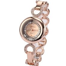WEIQIN Crystal Lady  Rose Gold Dial Slim Bracelet Stainless Dress WQI019