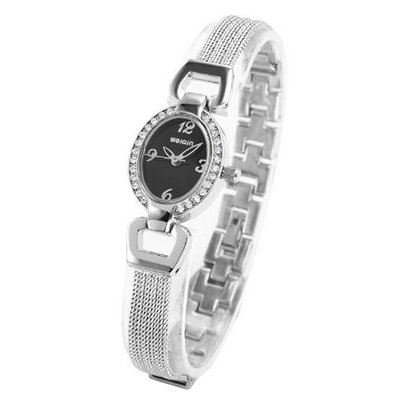WEIQIN Crystal Lady  Slim Bracelet Silver Stainless Steel Quartz Wrist WQI052
