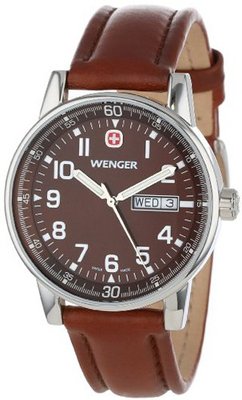 Wenger 70162 Commando Day Date XL Brown Dial Brown Leather Strap