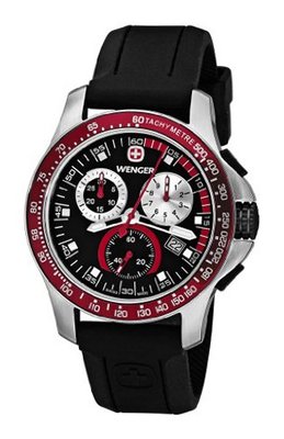 Wenger 70789 Battalion Field Chrono Red and Black Rubber Strap