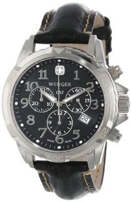 Wenger 78255 GST Chrono Stainless-Steel Black Leather Band
