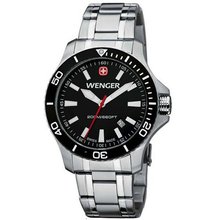 Wenger Sea Force , Black Dial Black Bezel Bracelet 641.105