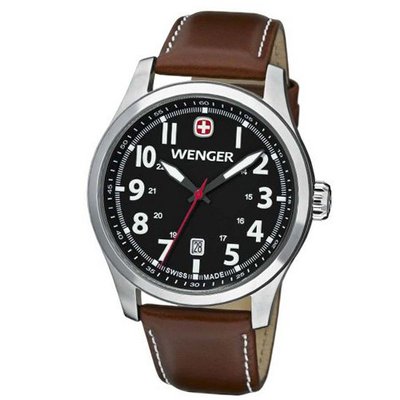 Wenger Terragraph , Black Dial Brown Leathe Strap 541.102