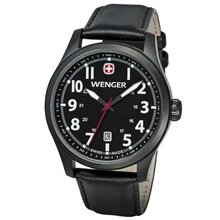 Wenger Terragraph , Black Pvd Case Black Dial Black Leather Strap 541.101