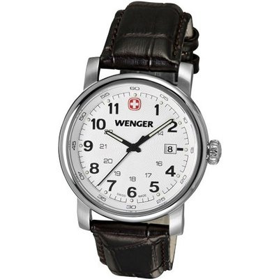 Wenger Urban Classic Silver Sunray Textured Dial / Brown Leather Strap