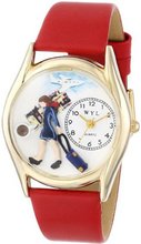 Whimsical es C0630004 Classic Gold Flight Attendant Red Leather And Goldtone