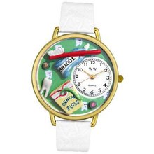Whimsical es G0620032 Unisex Gold Dental Assistant White Leather And Goldtone